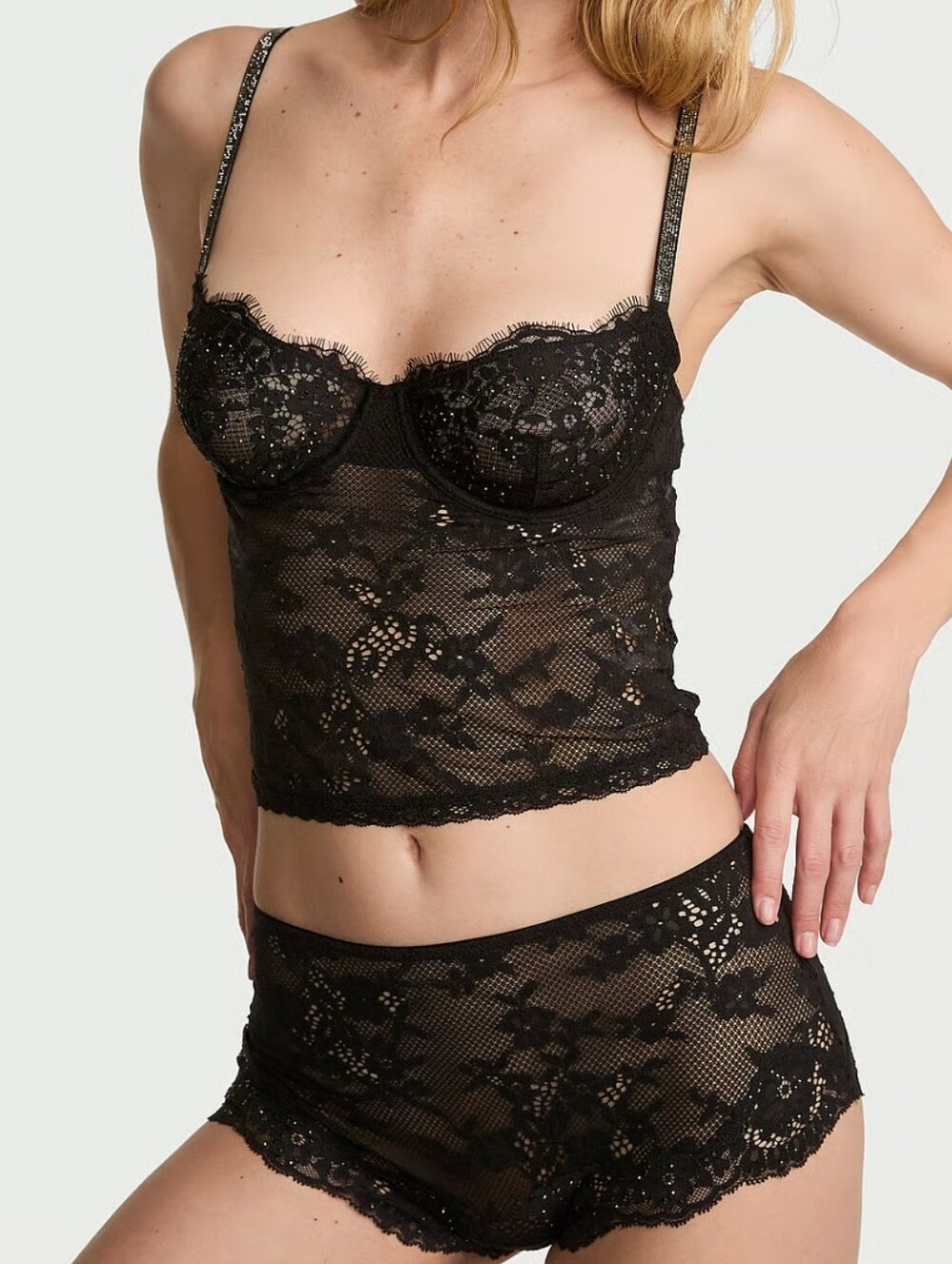 Dream Angels Wicked Twinkle Lace Cami & Shortie Set Sz Small